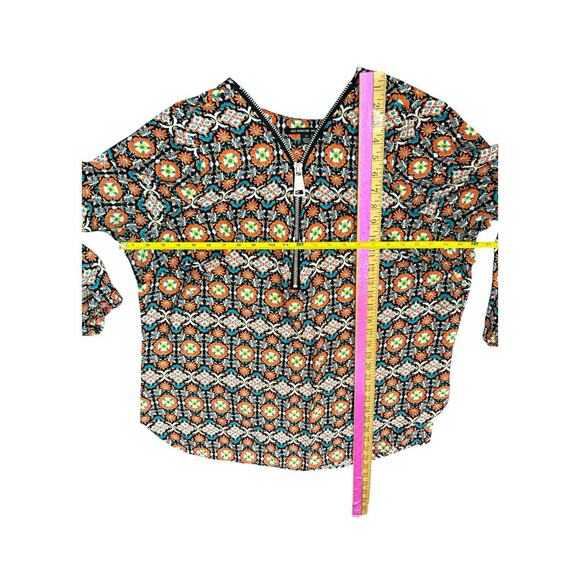 Zac & Rachel Woman Blouse 2X Boho Floral Zip Neck Long Sleeve Tunic Top - Picture 3 of 6